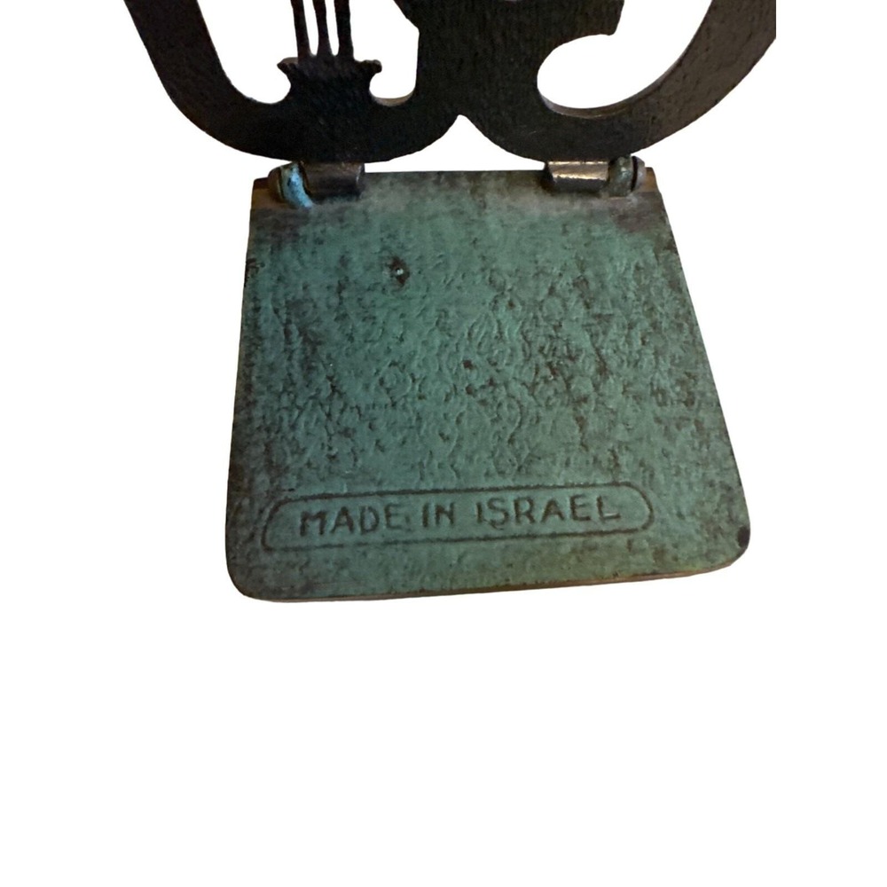 Vintage‎ Brass Musical Bookend Green Verdigris Lyre Violin Made in Israel No 474 - Picture 4 of 7